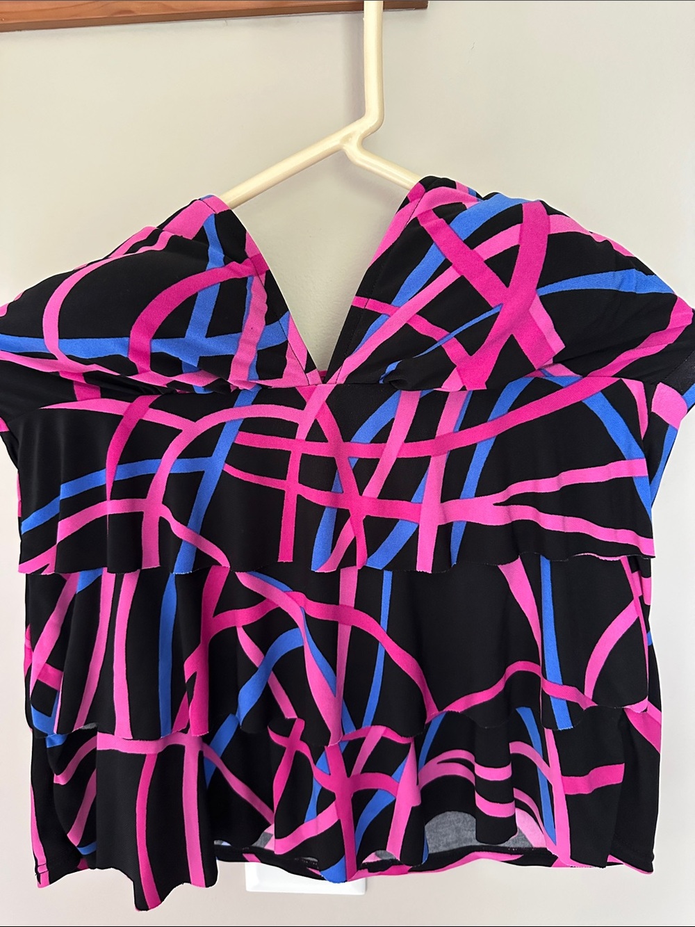 Jamaica Bay bathing suit top. Great condition black with Pink & Blue design